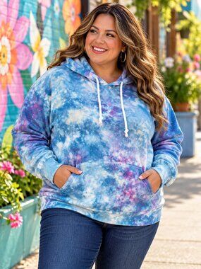 Hand Dyed Blue Ice Dye Tie-Dye Pullover Hoodie Galaxy XL
